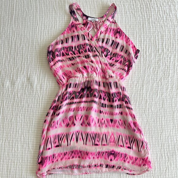 Parker Womens Dress Womens Small Kita Cameo Pop Pink Cosmos Silk Cut Out Mini S - Picture 2 of 10